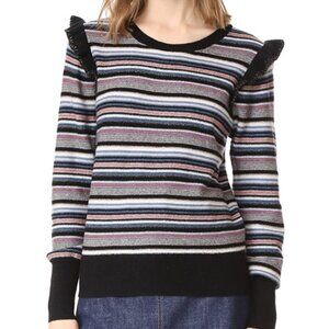 Joie Striped Cais Wool Cashmere Striped Ruffle Sweater | Size XS